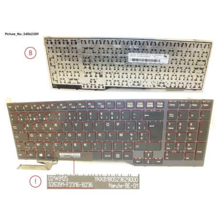 34062309 - KEYBOARD BLACK W.O TS BELGIUM