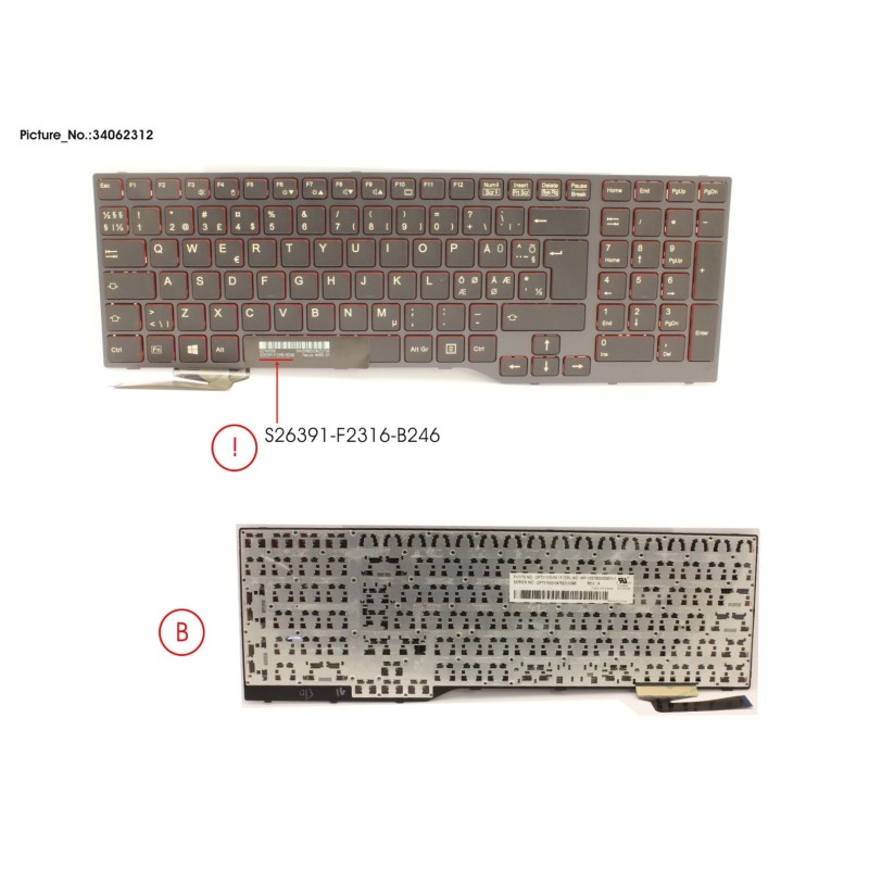 34062312 - KEYBOARD BLACK W.O TS NORDIC.EST