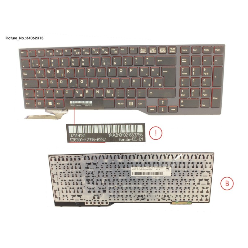 34062315 - KEYBOARD BLACK W.O TS EAST EUROPE