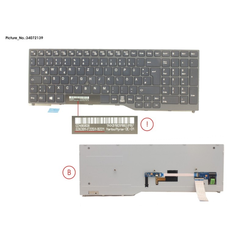 34072139 - KEYBOARD BLACK W. TS GERMAN