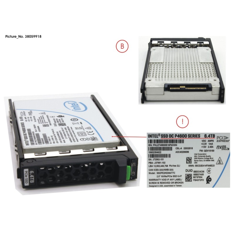 38059918 - SSD PCIE3 6.4TB MIXED-USE 2.5  H-P EP