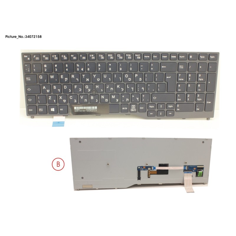 34072158 - KEYBOARD BLACK W. TS HEBREW