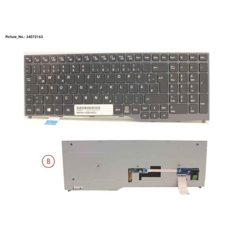34072163 - KEYBOARD BLACK W. BL GERMAN