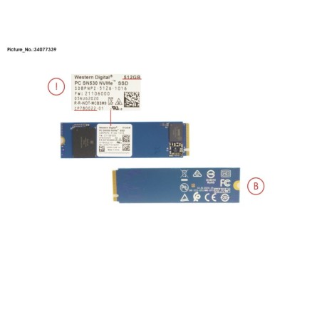 34077339 - SSD PCIE M.2 2280 SN530 512GB (NON-SED)