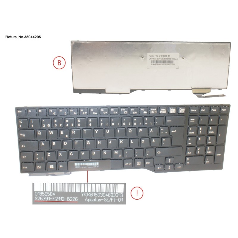 38044205 - KEYBOARD SWEDEN.FINLAND (BLACK)