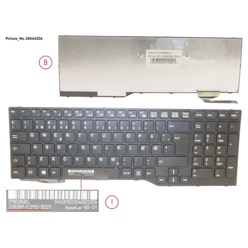 38044206 - KEYBOARD NORWAY (BLACK)