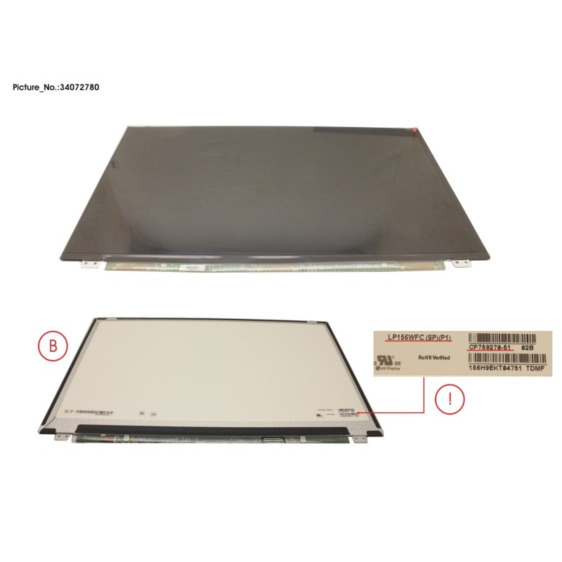 34072780 - LCD PANEL LGD AG. LP156WFC-SPP1(EDP.FHD)