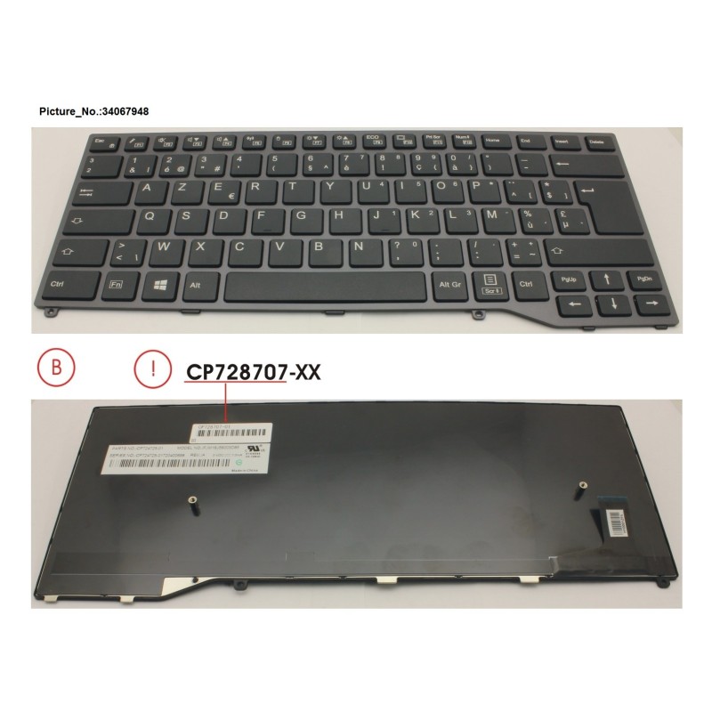 34067948 - KEYBOARD BLACK W.O TS BELGIUM