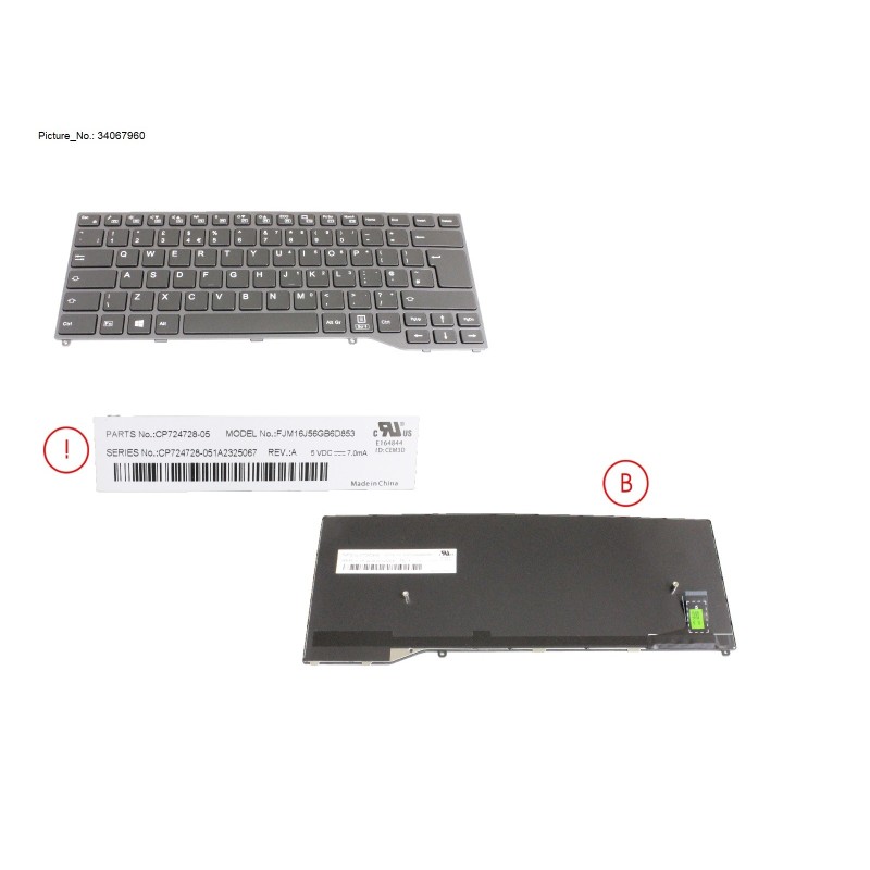 34067960 - KEYBOARD BLACK W.O TS UK