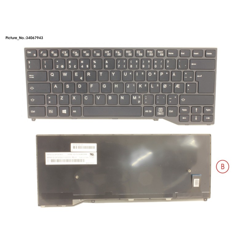 34067943 - KEYBOARD BLACK W.O TS NORWAY