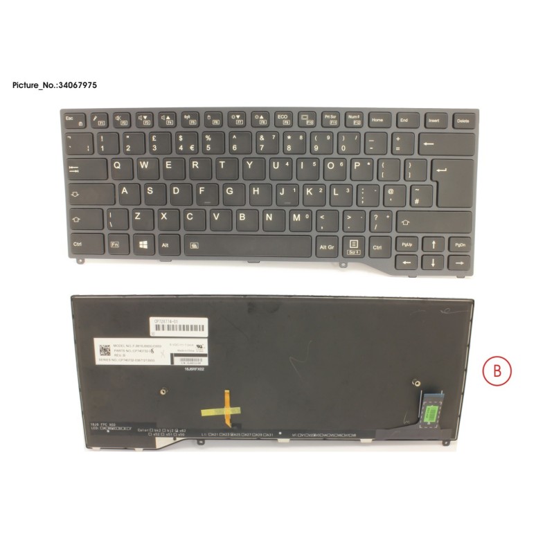 34067975 - KEYBOARD BLACK W. BL UK