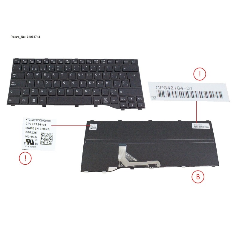 34084713 - KEYBOARD BLACK SPAIN WIN11 (NEW_FN)