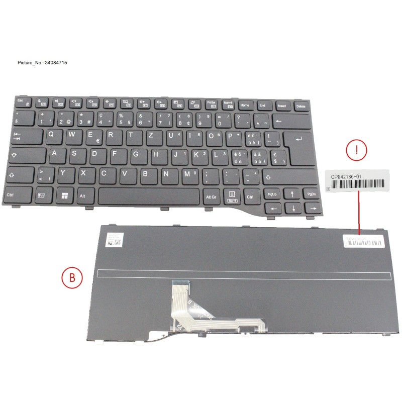34084715 - KEYBOARD BLACK SWISS WIN11 (NEW_FN)