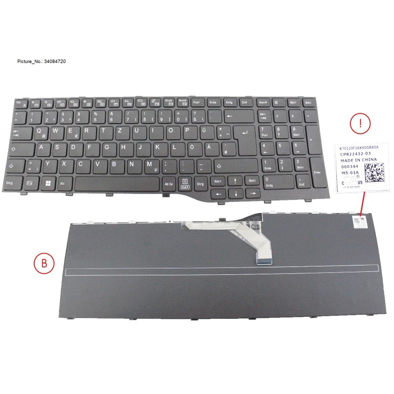 34084720 - KEYBOARD BLACK GREECE WIN11 (NEW_FN)