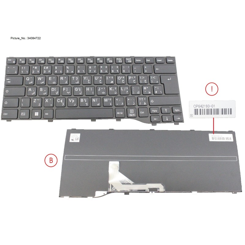 34084722 - KEYBOARD BLACK ARABIC.UK WIN11 (NEW_FN)
