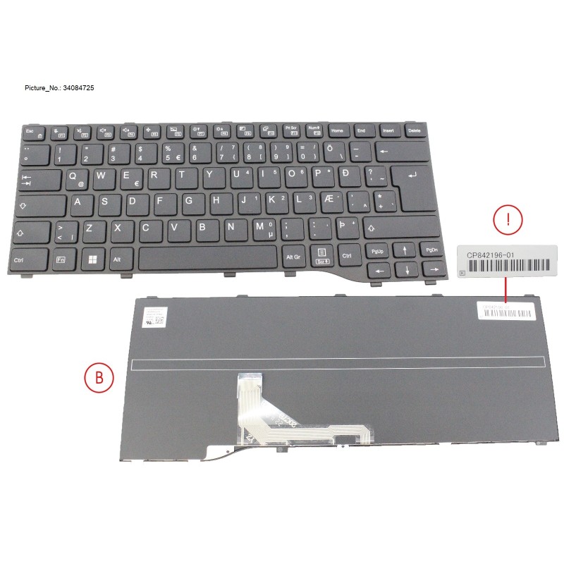 34084725 - KEYBOARD BLACK ICELAND WIN11 (NEW_FN)