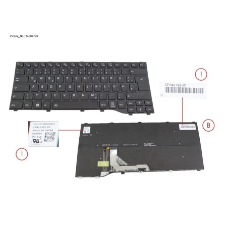 34084728 - KEYBOARD BLACK W. BL GERMAN (NEW_FN)