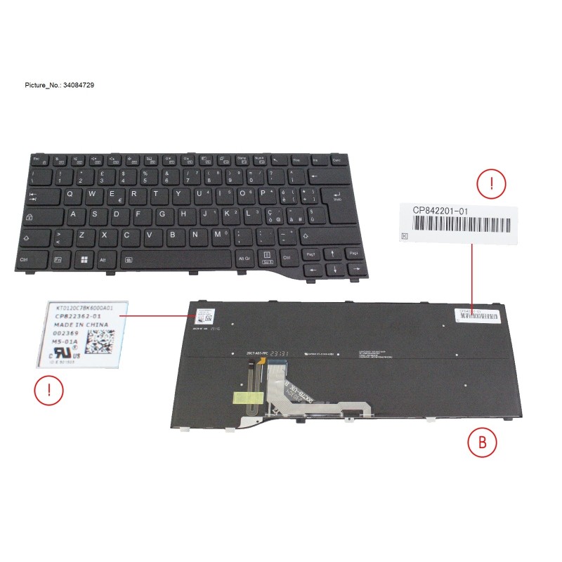 34084729 - KEYBOARD BLACK W. BL ITALY (NEW_FN)