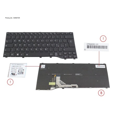 34084729 - KEYBOARD BLACK W. BL ITALY (NEW_FN)