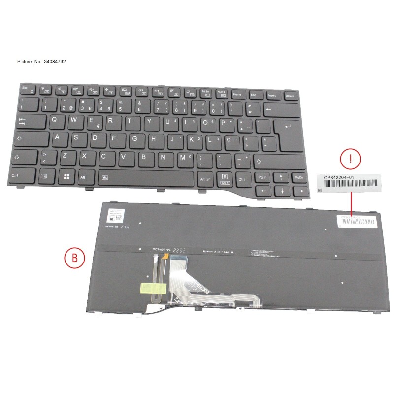 34084732 - KEYBOARD BLACK W. BL PORTUGAL (NEW_FN)