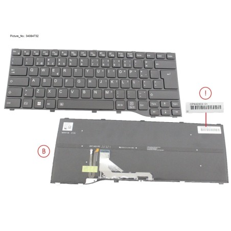 34084732 - KEYBOARD BLACK W. BL PORTUGAL (NEW_FN)