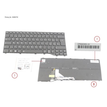 34084733 - KEYBOARD BLACK W. BL SWISS (NEW_FN)