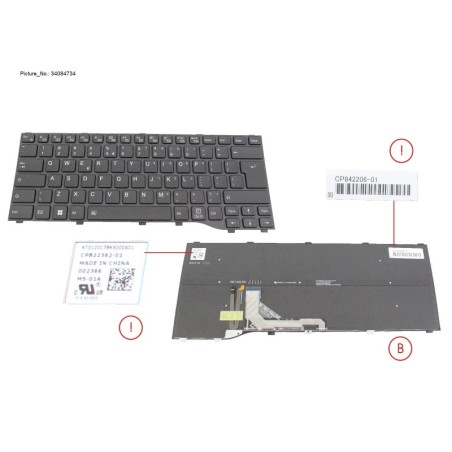 34084734 - KEYBOARD BLACK W. BL US (NEW_FN)