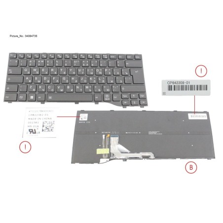 34084735 - KEYBOARD BLACK W. BL RUSSIA.US (NEW_FN)