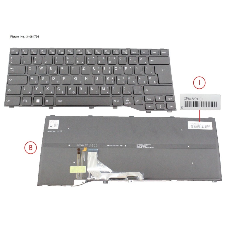 34084736 - KEYBOARD BLACK W. BL HUNGARY (NEW_FN)
