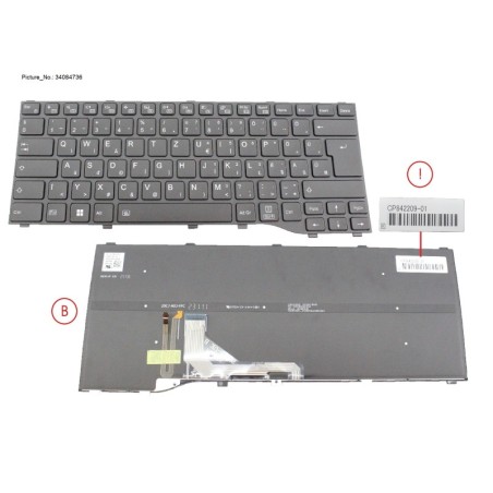 34084736 - KEYBOARD BLACK W. BL HUNGARY (NEW_FN)