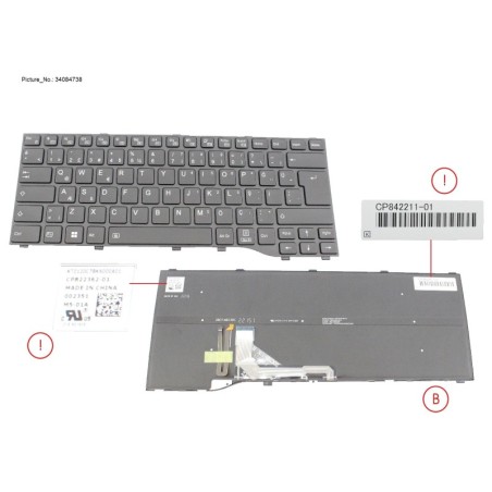 34084738 - KEYBOARD BLACK W. BL TURKEY (NEW_FN)