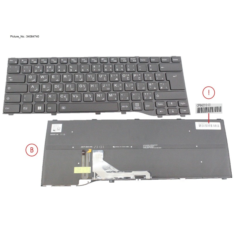 34084740 - KEYBOARD BLACK W. BL ARABIC.UK (NEW_FN)