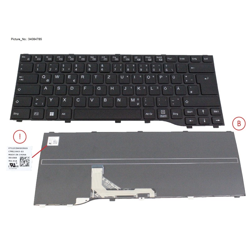 34084785 - KEYBOARD BLACK GERMANY WIN11 (NEW_FN)