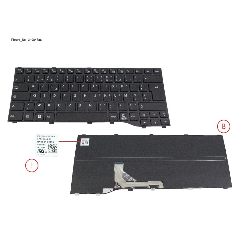 34084786 - KEYBOARD BLACK FRANCE WIN11 (NEW_FN)