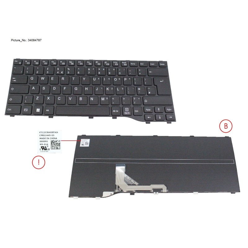 34084787 - KEYBOARD BLACK UK WIN11 (NEW_FN)