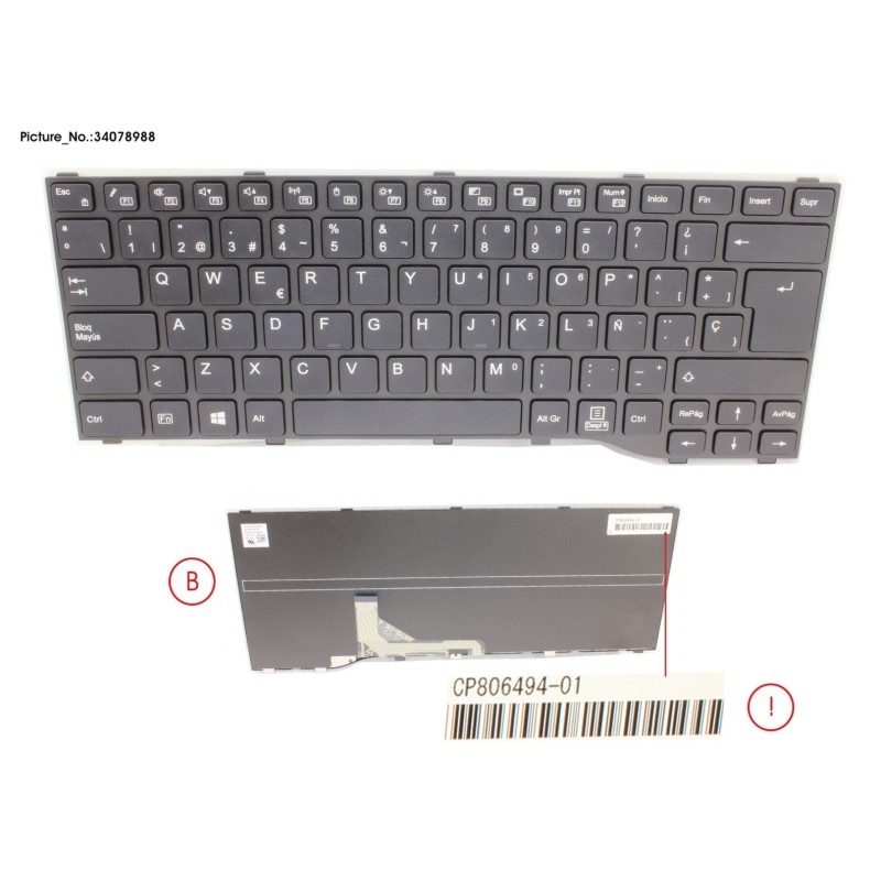34078988 - KEYBOARD BLACK SPAIN WIN10