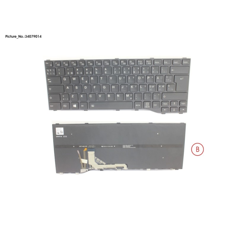 34079014 - KEYBOARD BLACK W. BL NORDIC