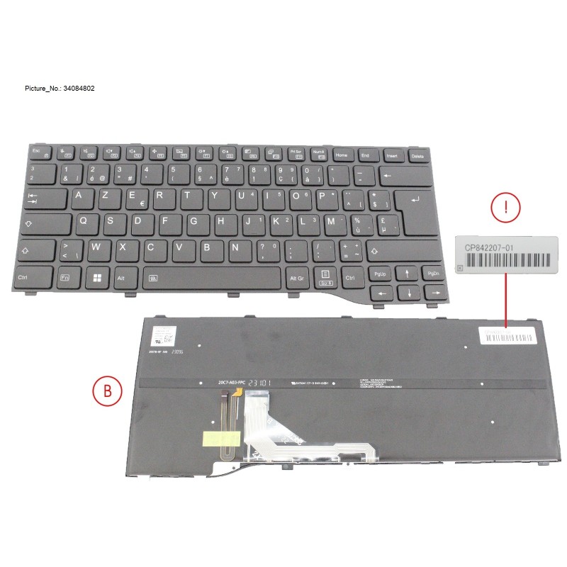 34084802 - KEYBOARD BLACK W. BL BEL. WIN11 (NEW_FN)