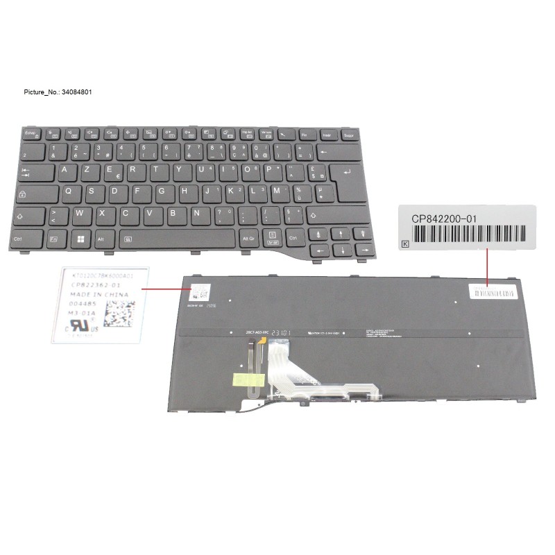 34084801 - KEYBOARD BLACK W. BL FRAN. WIN11(NEW_FN)