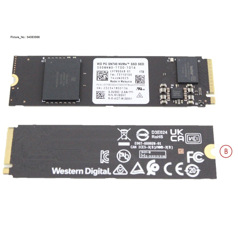 34083566 - SSD PCIE M.2 SN740 1TB G4 (SED)