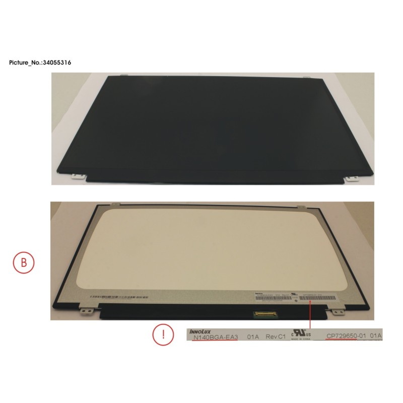 34055316 - LCD PANEL INO AG. N140BGA-EA3 (EDP.HD)