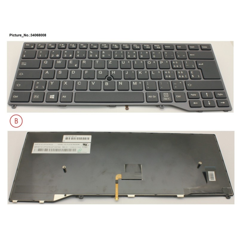 34068008 - KEYBOARD BLACK W. TS SWISS
