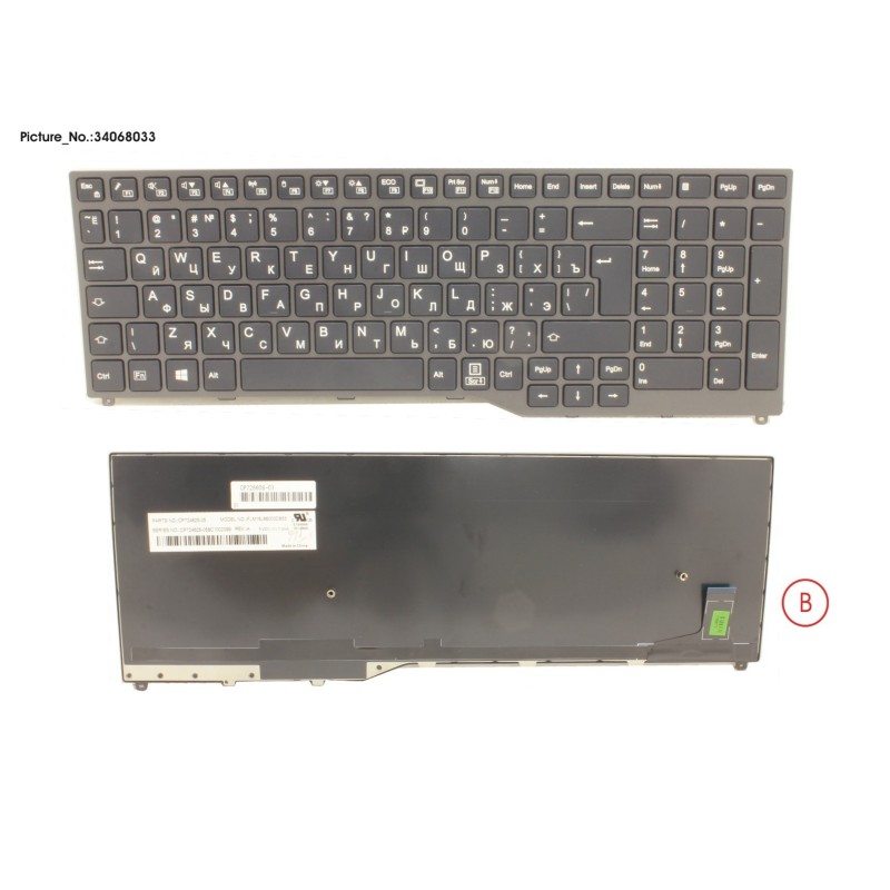 34068033 - KEYBOARD 10KEY BLACK W.O TS RUSSIA.US