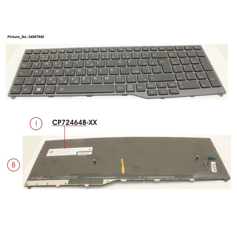 34067940 - KEYBOARD 10KEY BLACK W. BL CZECH.SLOVAK