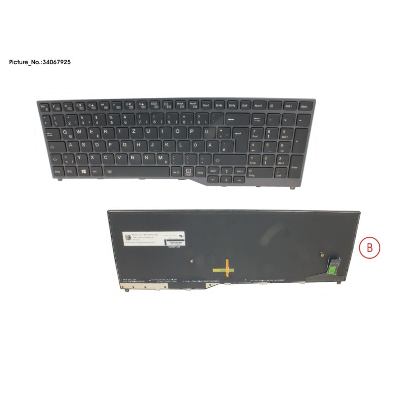 34067925 - KEYBOARD 10KEY BLACK W. BL GERMAN