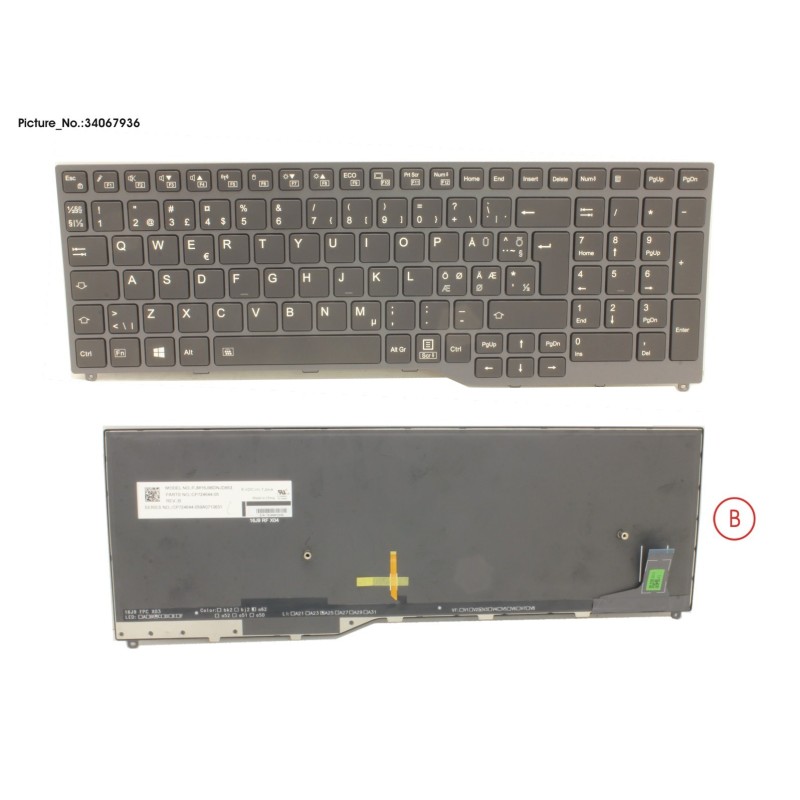 34067936 - KEYBOARD 10KEY BLACK W. BL NORDIC.EST