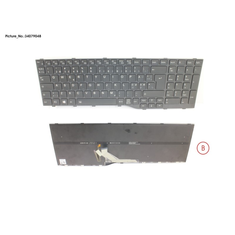 34079048 - KEYBOARD BLACK W. BL NORDIC