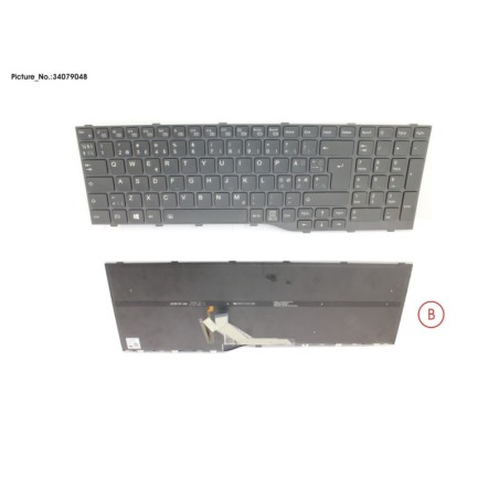 34079048 - KEYBOARD BLACK W. BL NORDIC