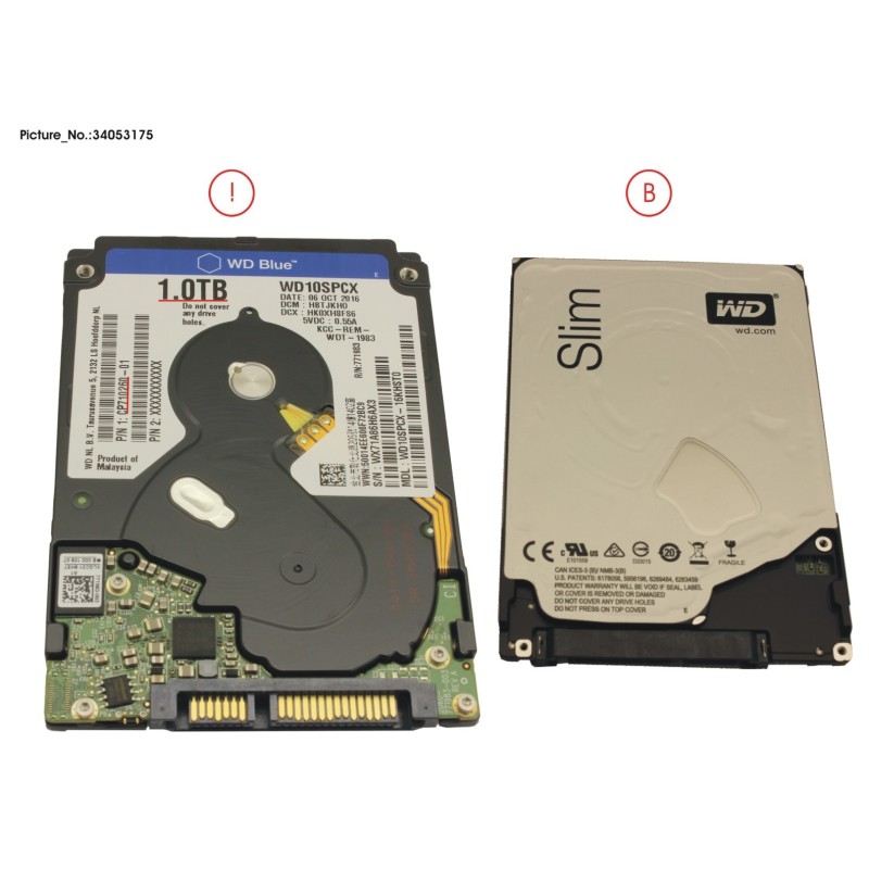 34053175 - HDD 1TB SATA2-5 S3 5.4K.WD 4K-AF (7MM)