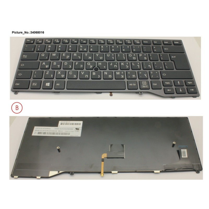 34068016 - KEYBOARD BLACK W. TS HEBREW